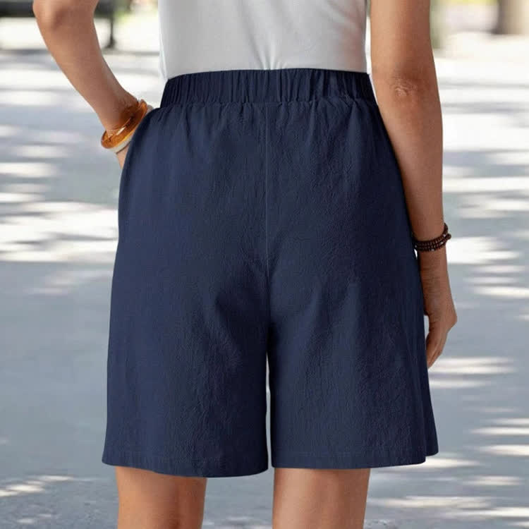 Cozy Solid Buttons Large Pockets Short Pants  - image 3