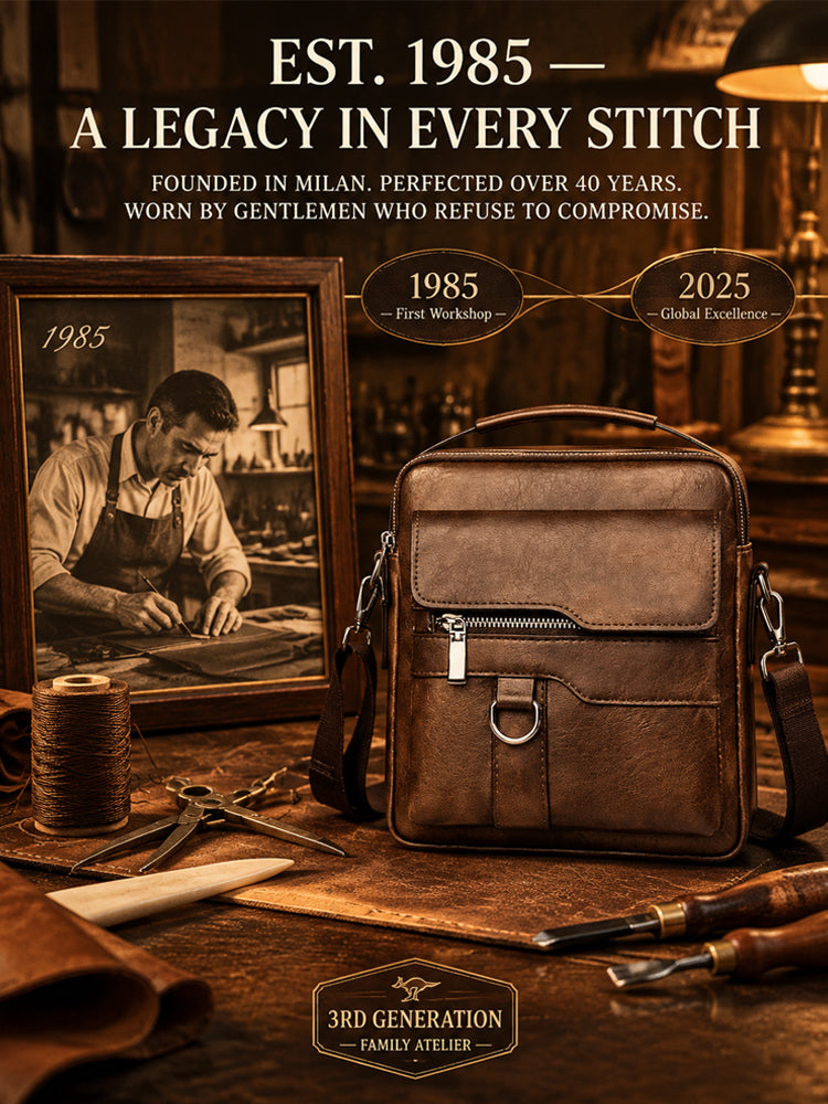 Full-Grain Cowhide Crossbody Crushes Scratches & Rain!