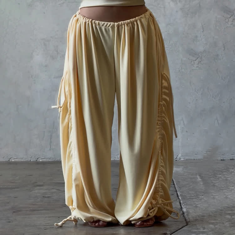 Soid Over Loose Fit With Drawstring Waist And Cuffs Pants - image 7