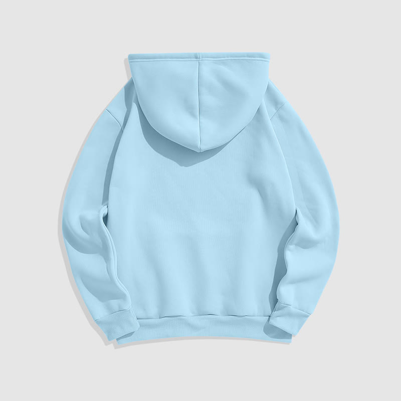 100% Cotton Solid Color Hooded Drawstring Casual Fleece Hoodie - image 3