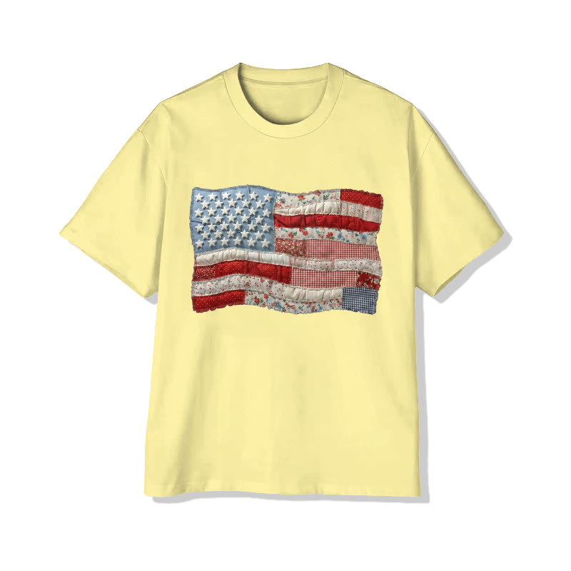 American Flag On Independence Day Print Pattern Cotton Print T-shirt - image 4