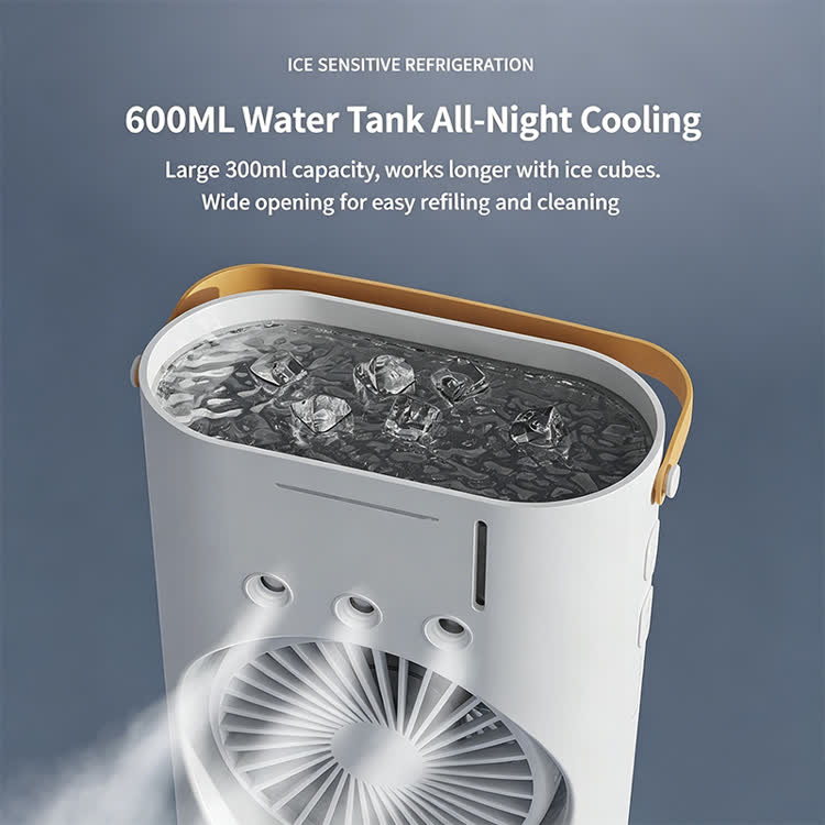 Powerful Dual-head Oscillating Desk Fan With Cooling Mist (3-hole Spray) - image 6