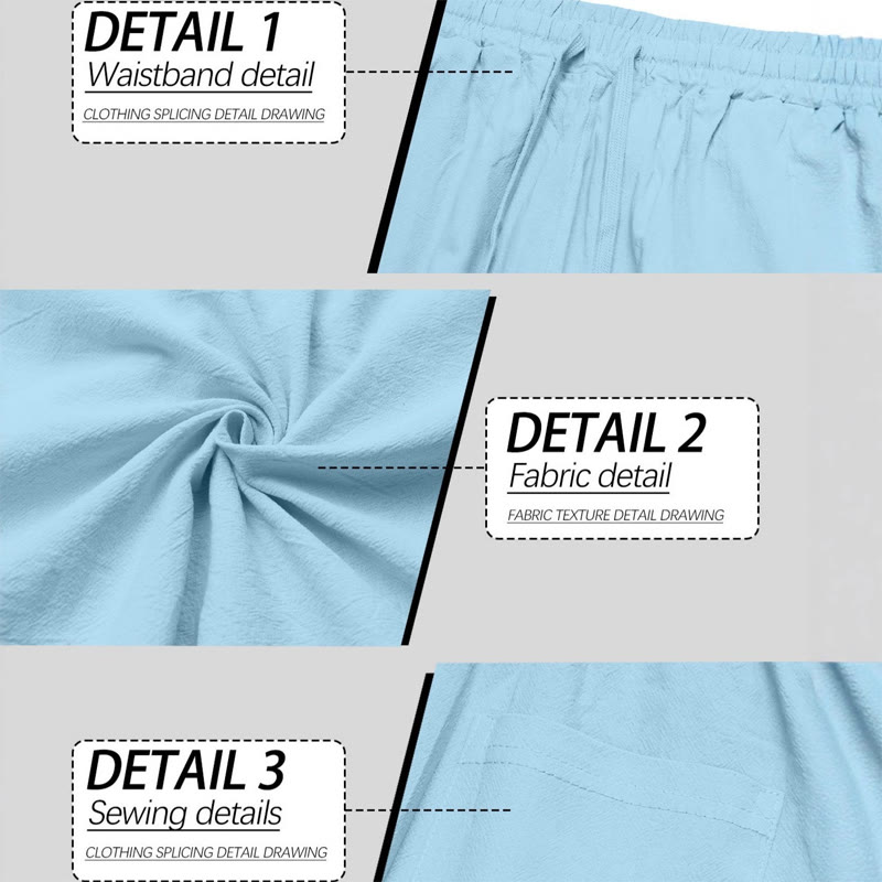 Men's Vacation Solid Drawstring Tie Pocket Straight Leg Trousers - image 13