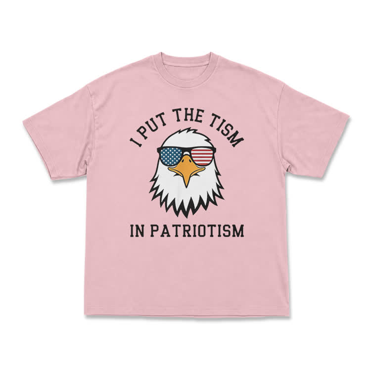 Casual I Put the Tism in Patriotism Eagle Graphic T-Shirt - Pink - US16-18(2XL) - image 10