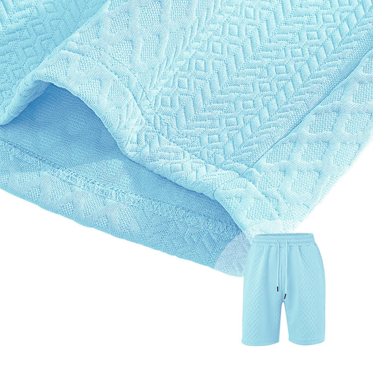 Solid texture Short-sleeve Polo Shirt & Shorts 2-piece Set - image 25