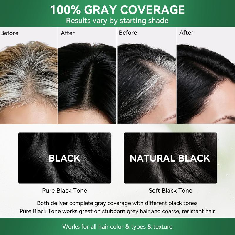 3-in-1 Multicolor Instant Hair Dye Shampoo, Herbal Ammonia-Free Semi-Permanent No Bleach Hair Coloring for Gray Coverage