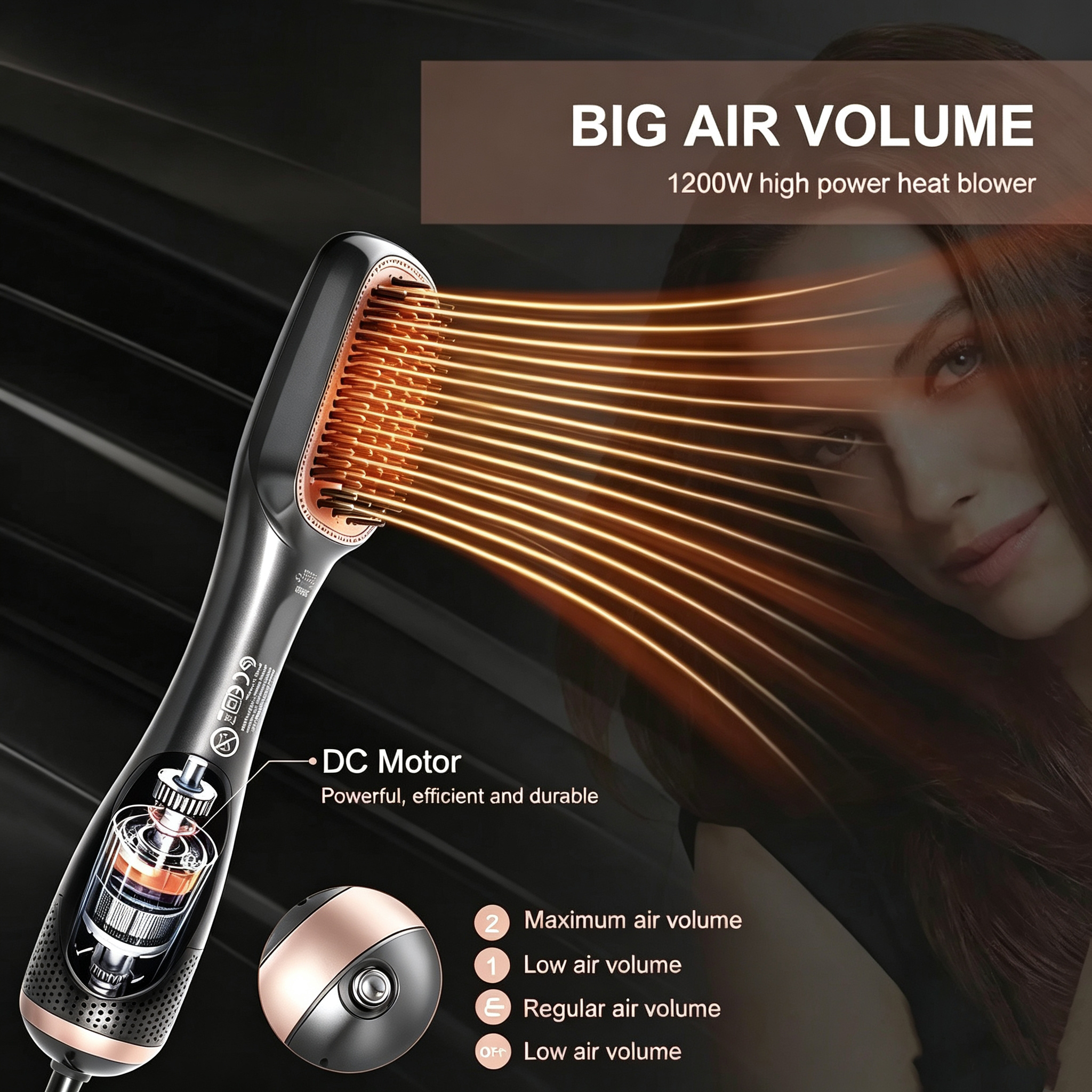 3-in-1 Hot Air Brush, Hair Dryer & Styler for Curling, Straightening and Volumizing