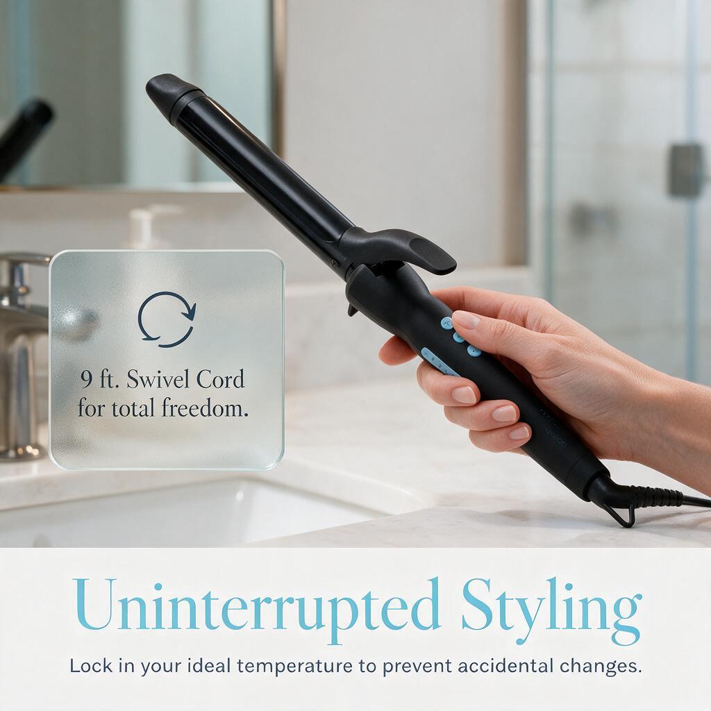  Long Barrel Curling Iron - Hair Curler Adjustable Heat Settings Effortless Voluminous Curls & Waves 