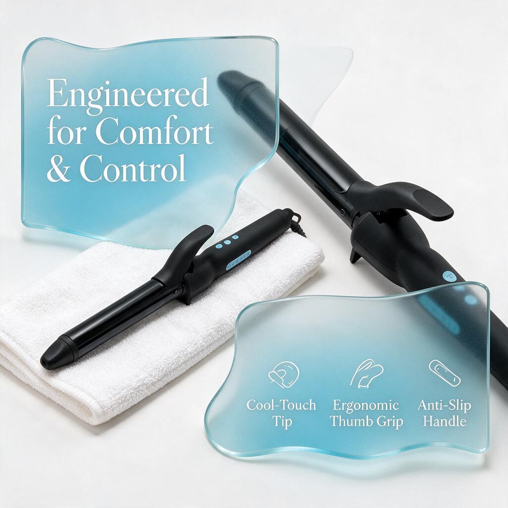  Long Barrel Curling Iron - Hair Curler Adjustable Heat Settings Effortless Voluminous Curls & Waves 