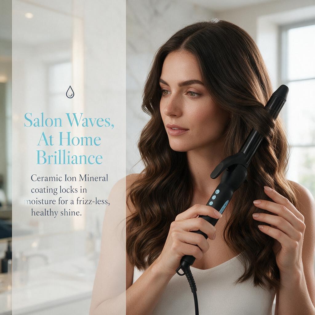  Long Barrel Curling Iron - Hair Curler Adjustable Heat Settings Effortless Voluminous Curls & Waves 