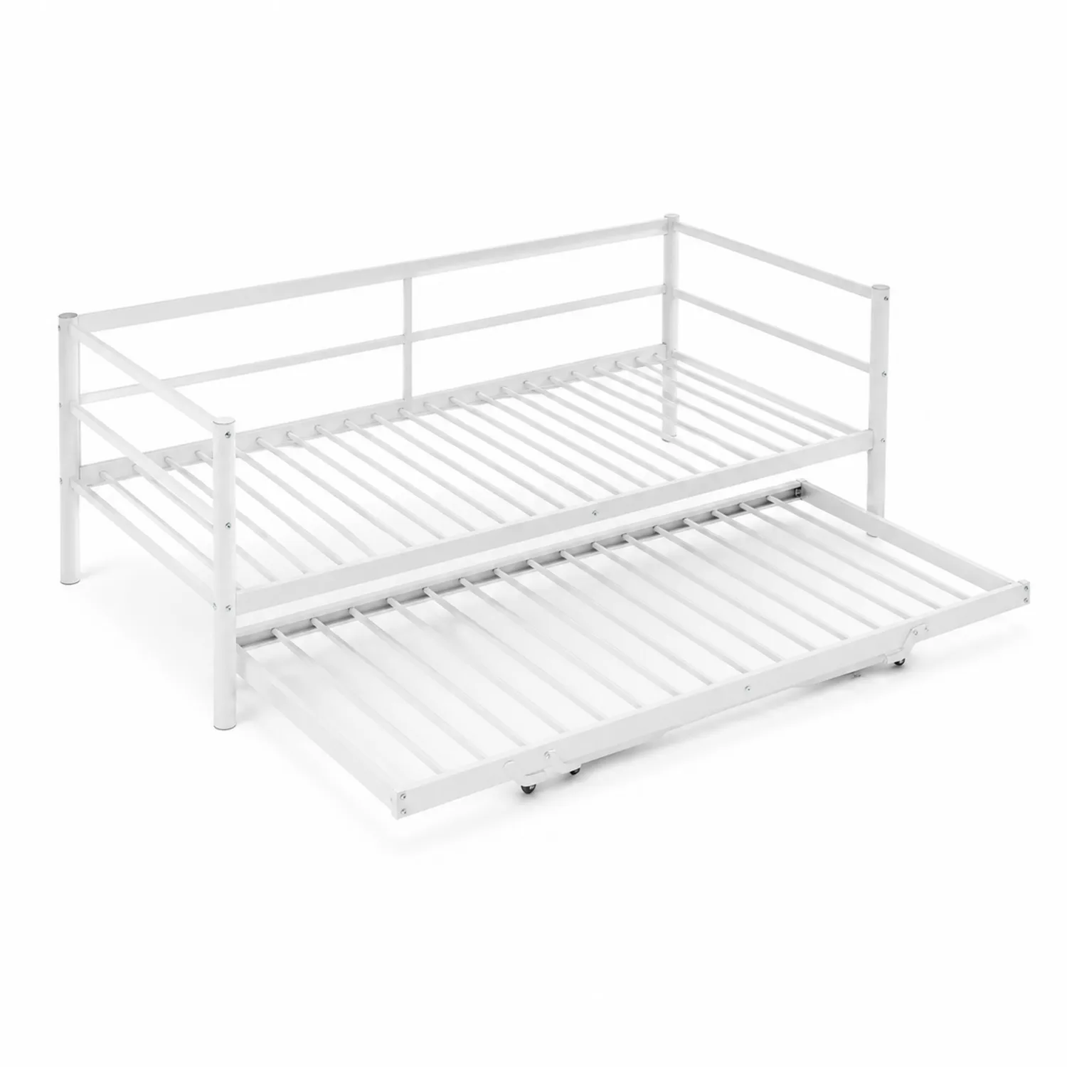 Cama nido de metal blanco con somier deslizante