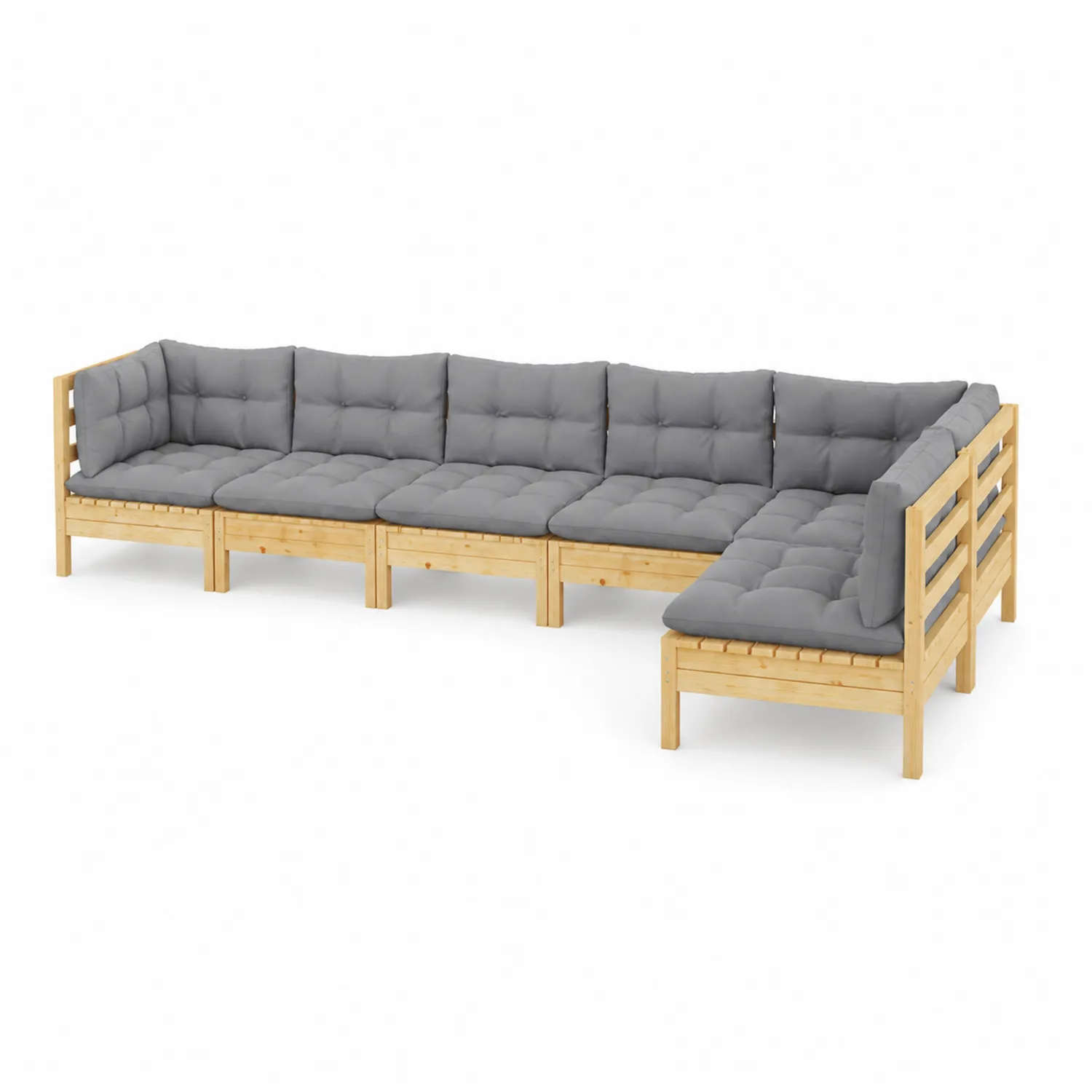 Sofá Esquinero de Madera con Cojines Gris
