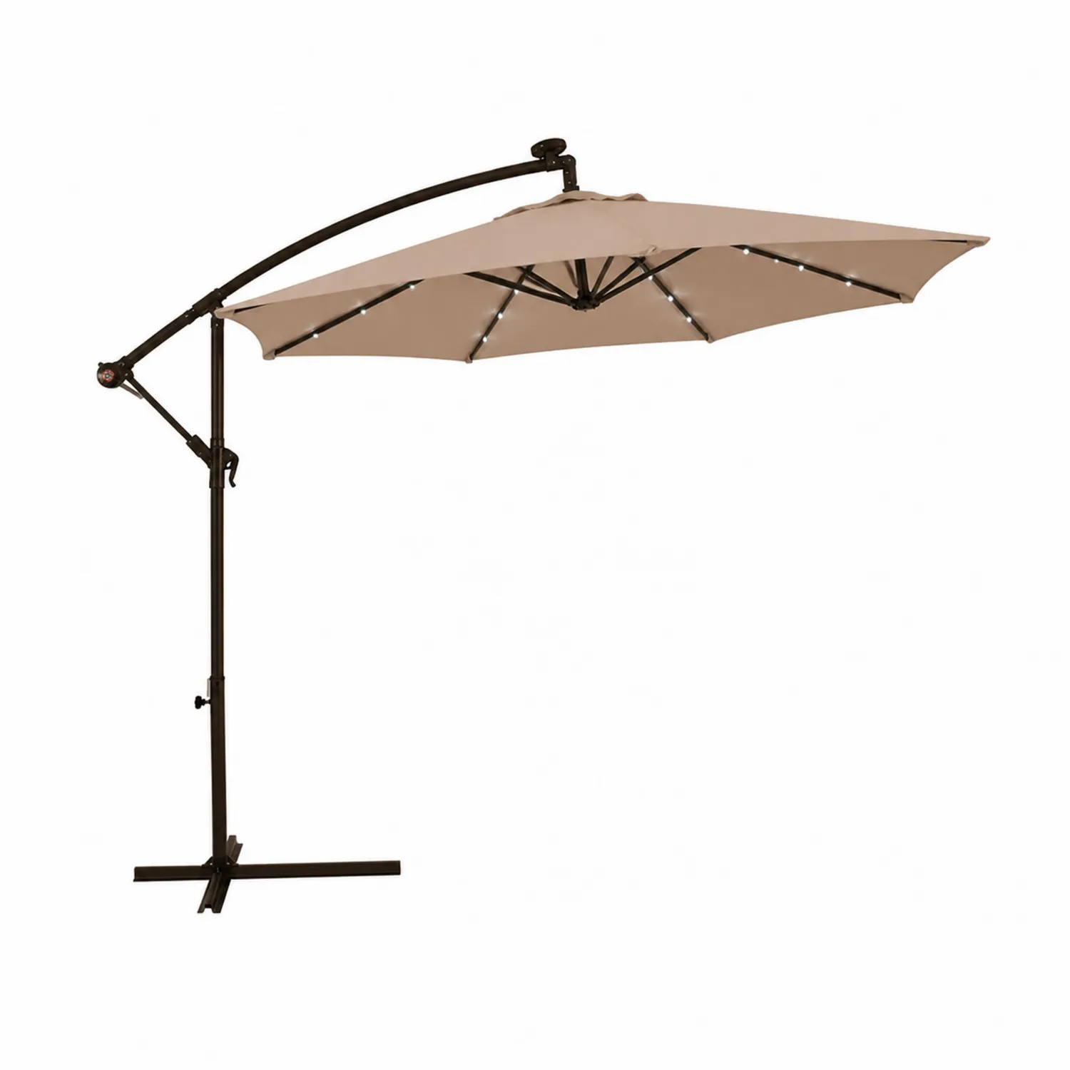 Sombrilla de Aluminio con LED y Brazo Lateral Redondo 300 cm Beige