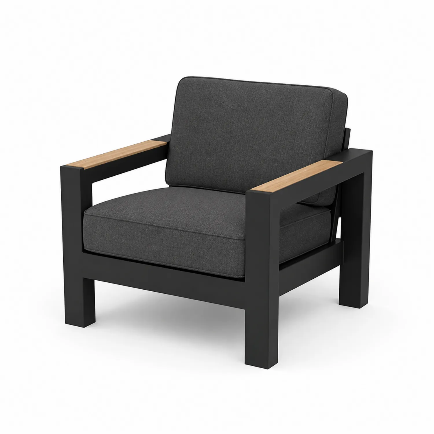 Sillón de aluminio y madera de teca 90x85x80 cm Gris para exterior