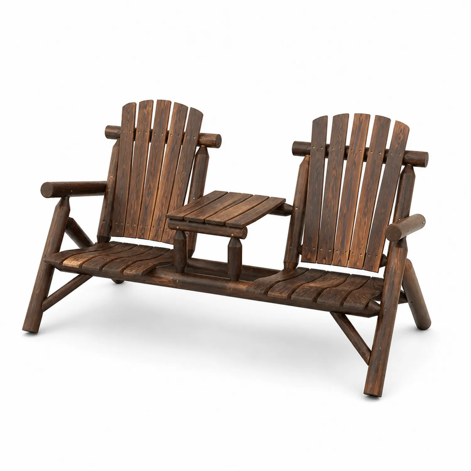 Banco de Madera para Exterior con Mesa Integrada Marrón