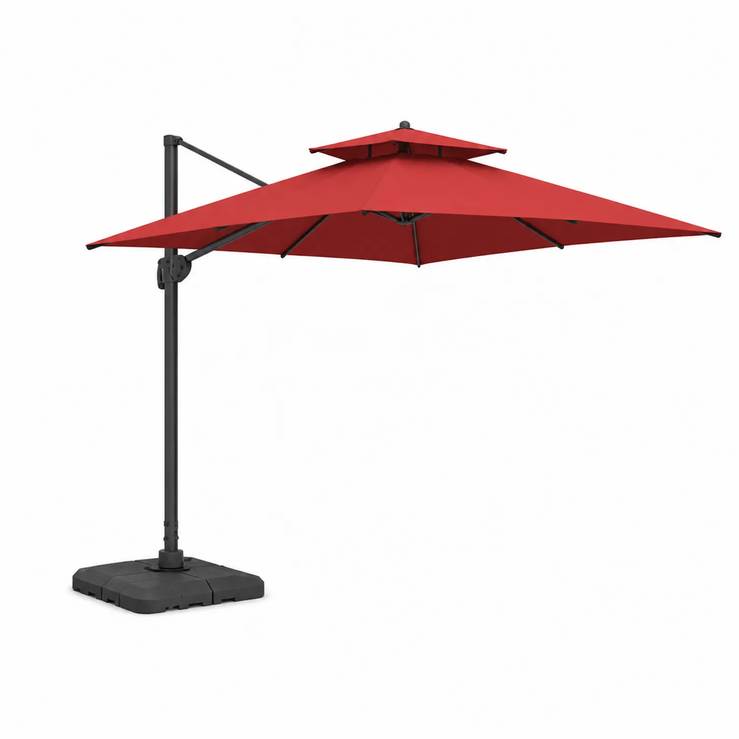 Sombrilla cuadrada de aluminio con tela de poliéster 300 cm Roja