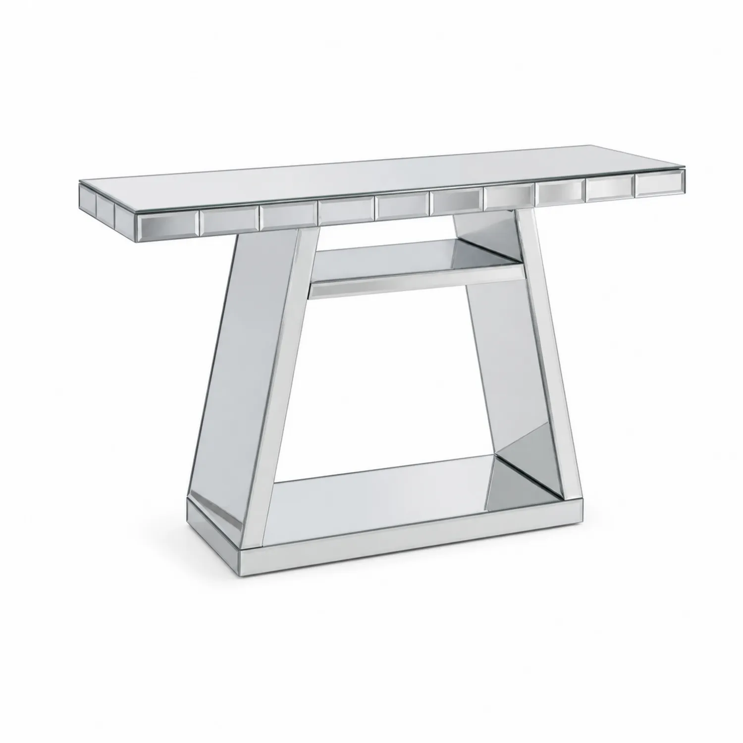 Mesa de recibidor de vidrio y espejo 120x36x80 cm Plateado