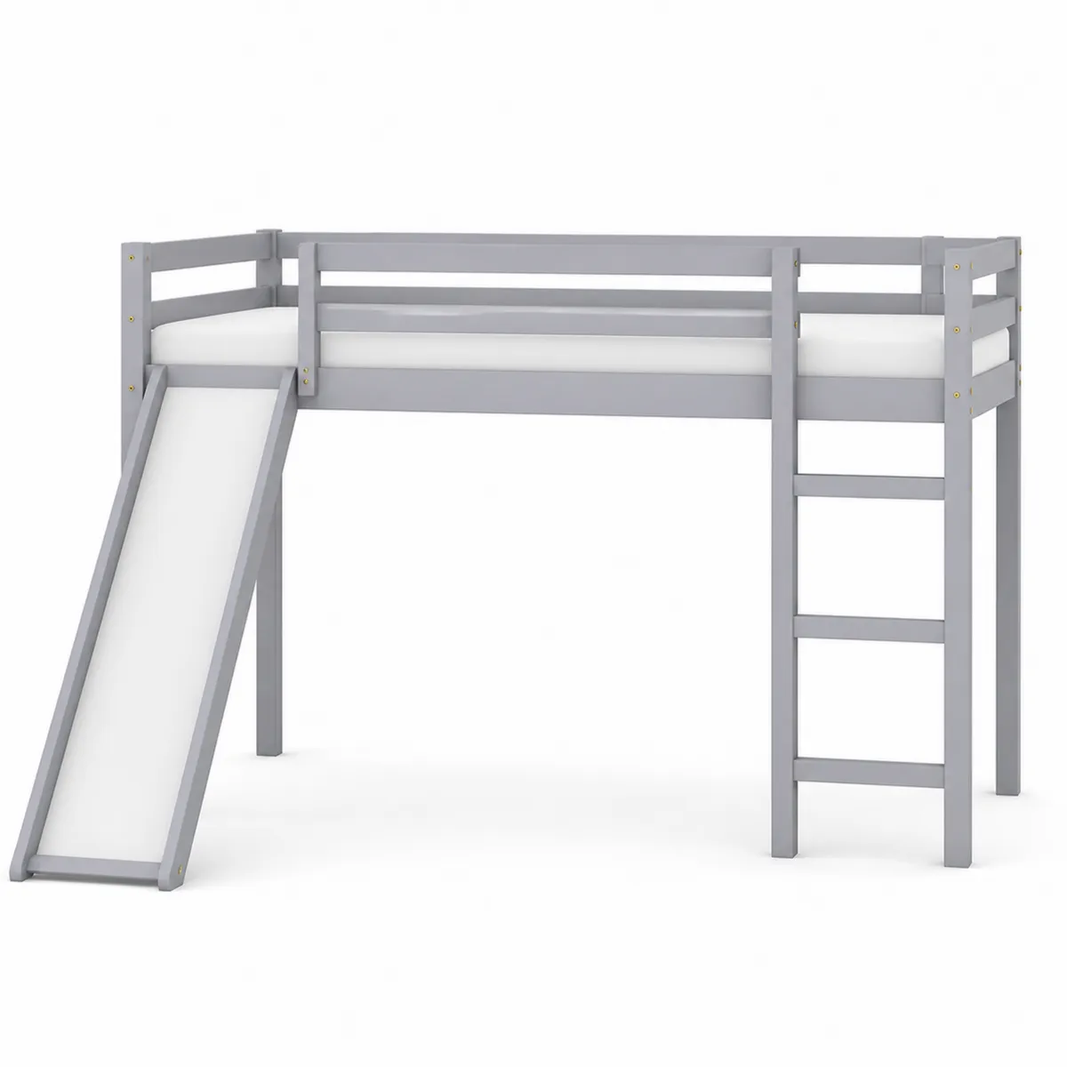 Letto a soppalco in legno con scivolo grigio 200x90 cm
