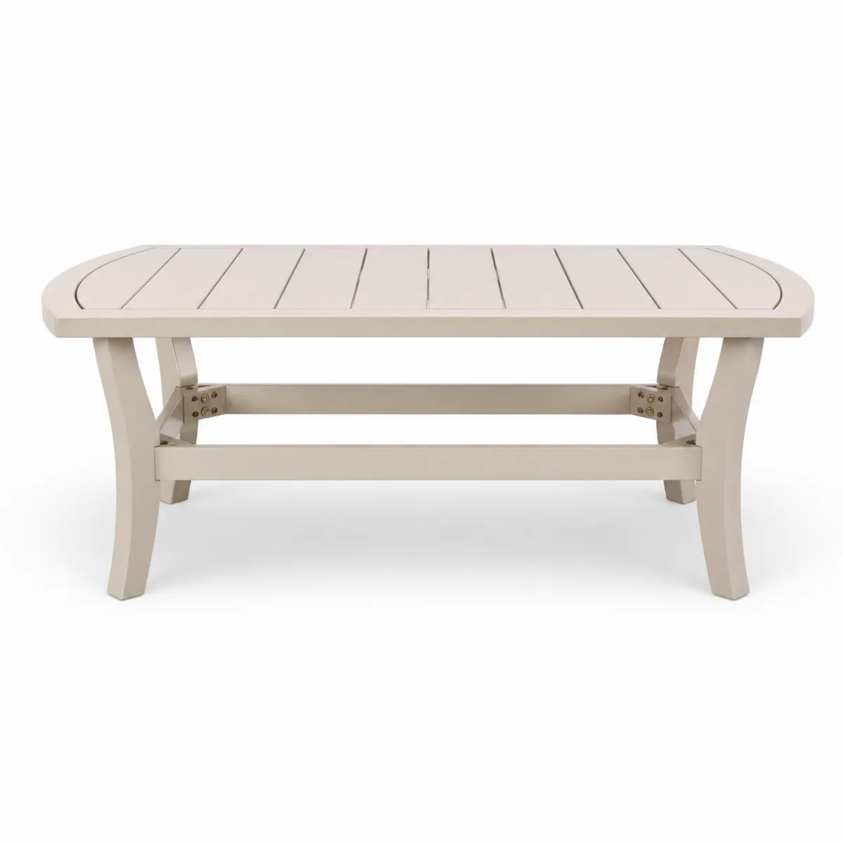 Tavolino da esterno in alluminio verniciato beige 120x60x45 cm
