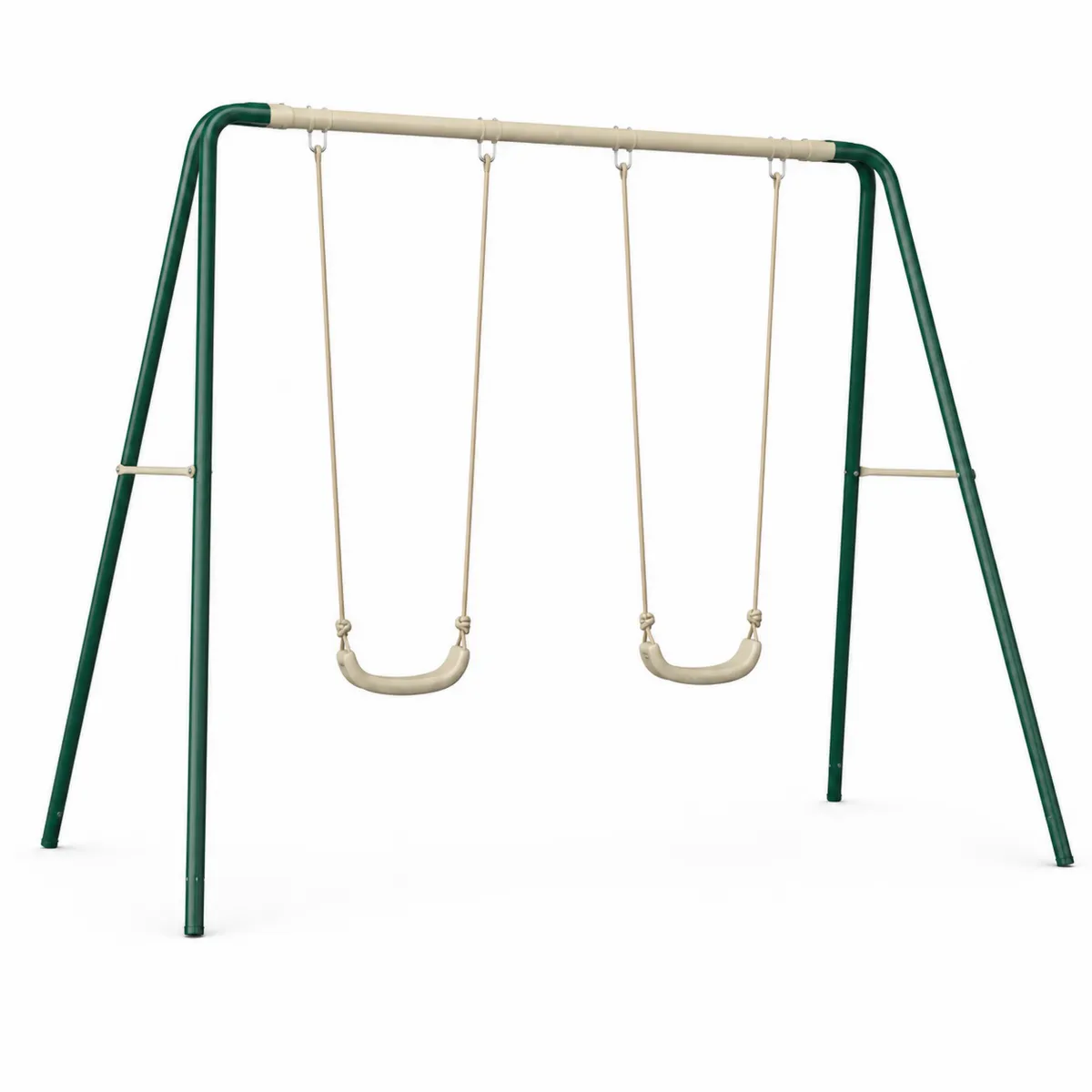 Altalena doppia in metallo verde e beige