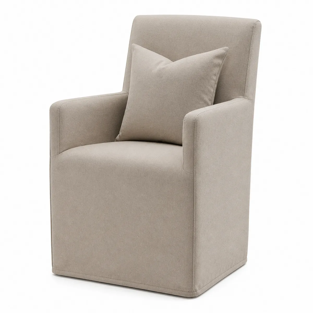 Poltrona in Tessuto Beige con Cuscino Rimovibile