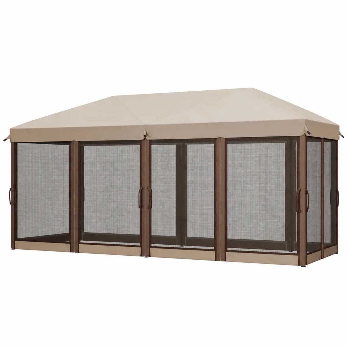 Gazebo da Giardino in Acciaio e Poliestere Beige