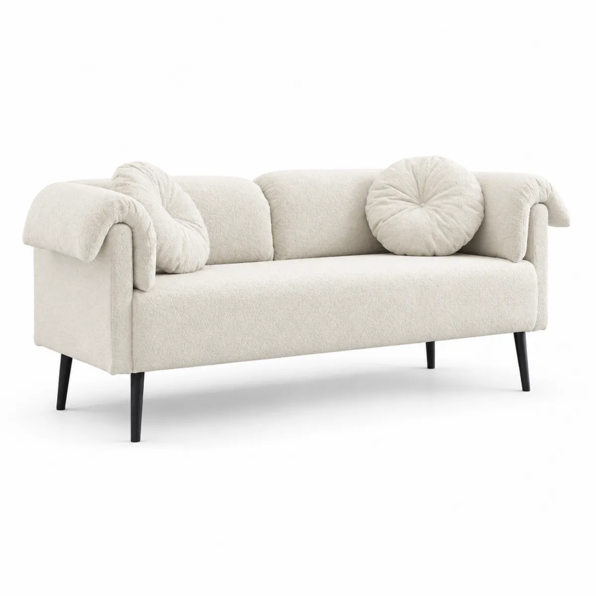 Divano a 3 posti in tessuto con cuscini decorativi Beige