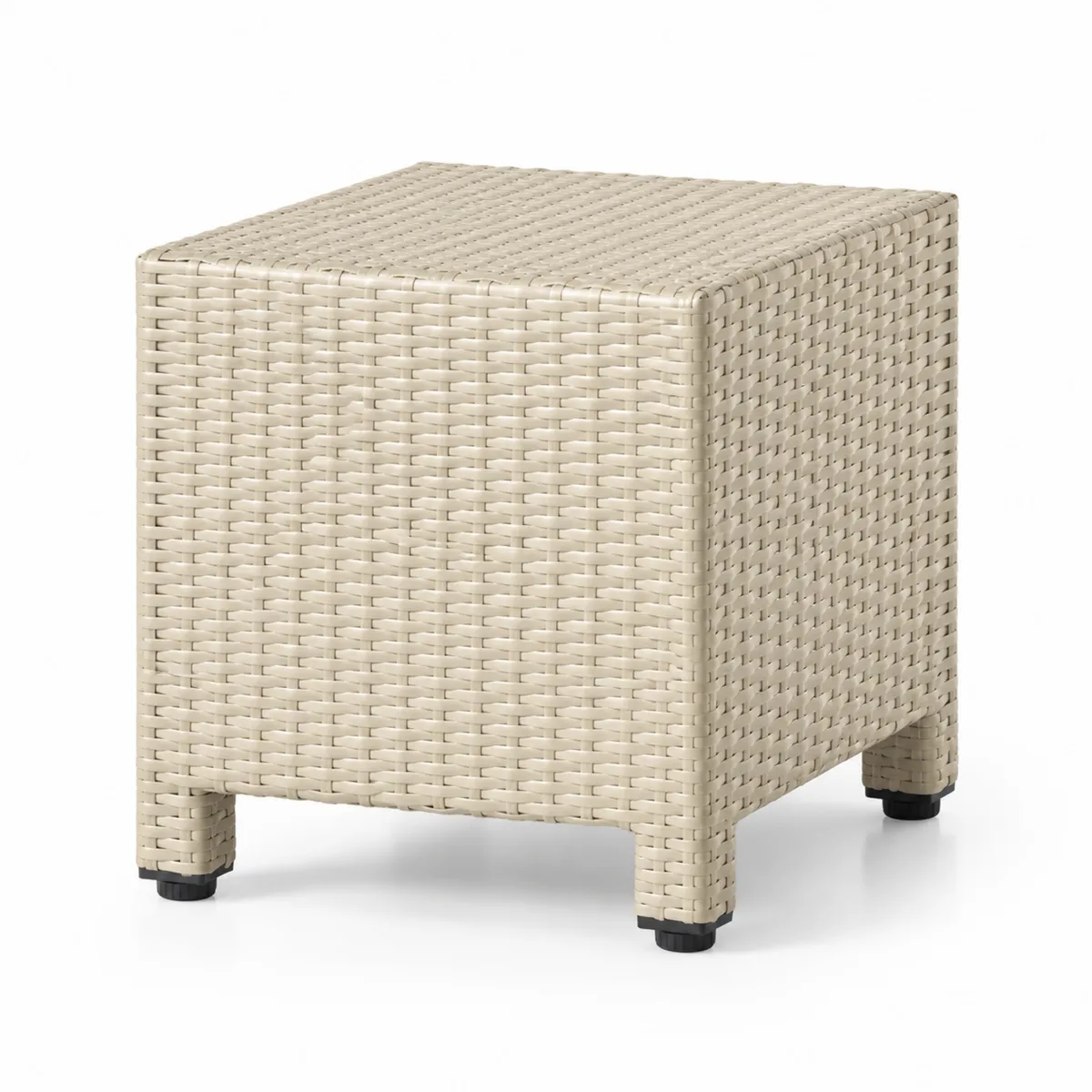 Tavolino laterale quadrato in rattan sintetico Beige