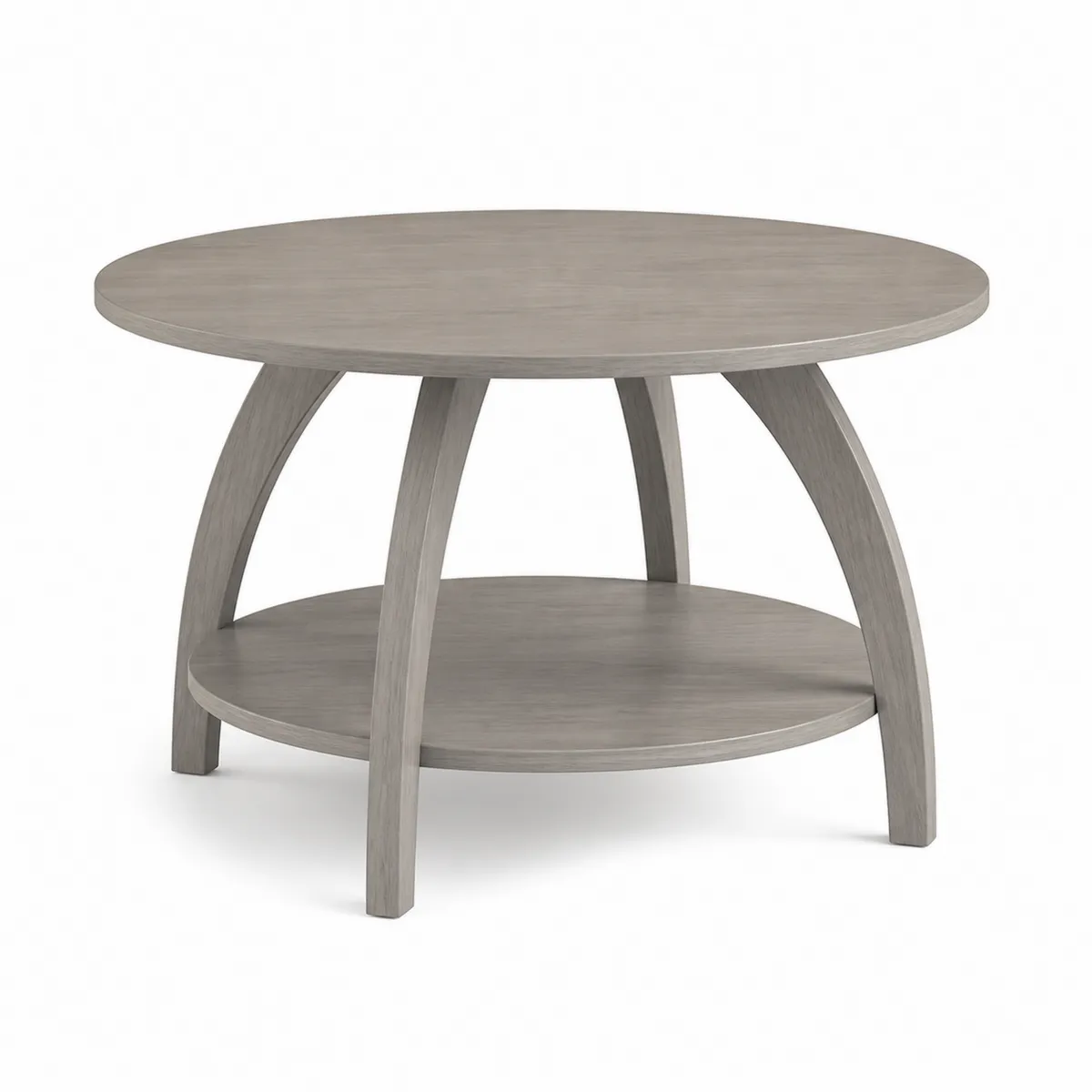 Tavolino da salotto rotondo in legno massello con ripiano aggiuntivo Ø80 cm Grigio