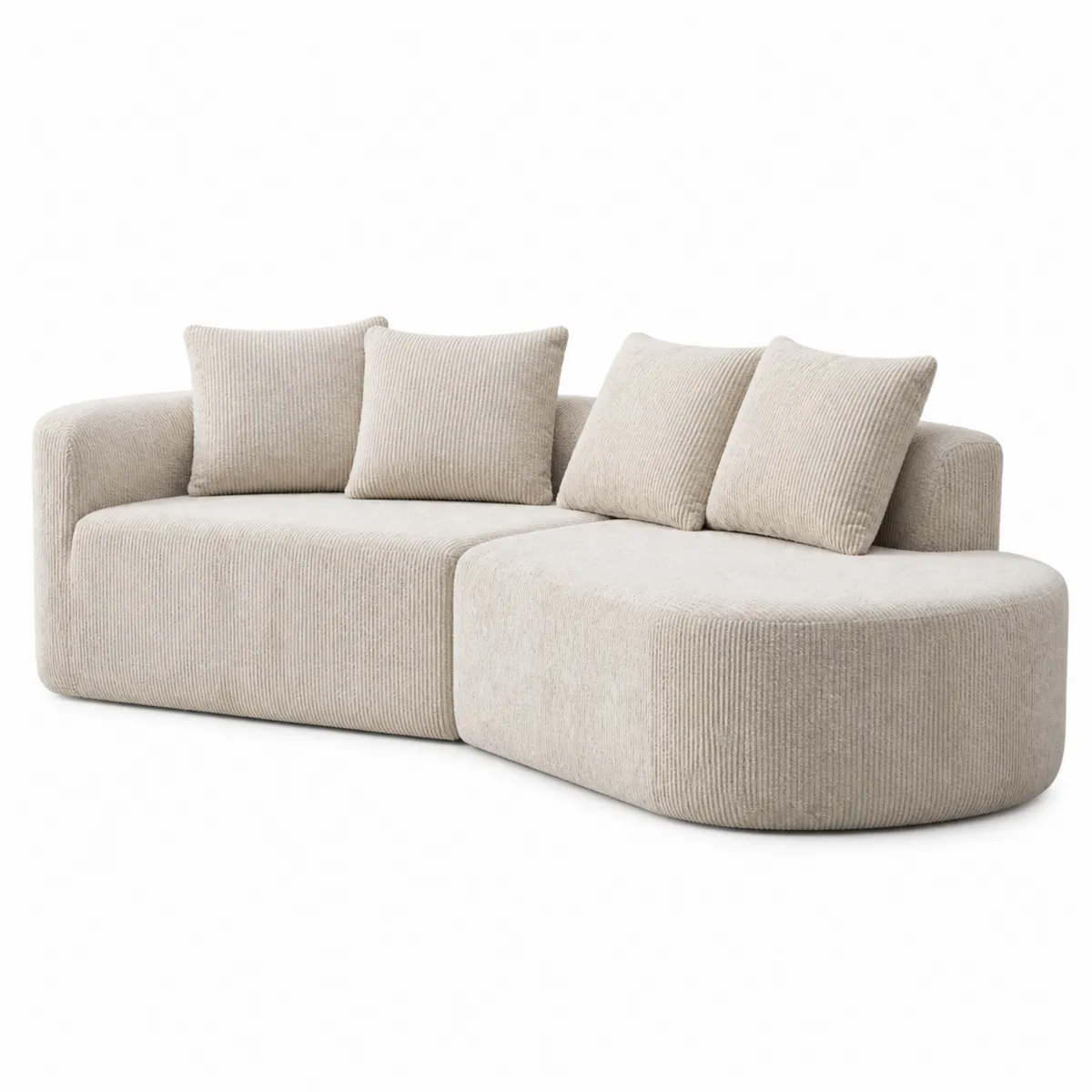 Divano modulare in tessuto a coste beige