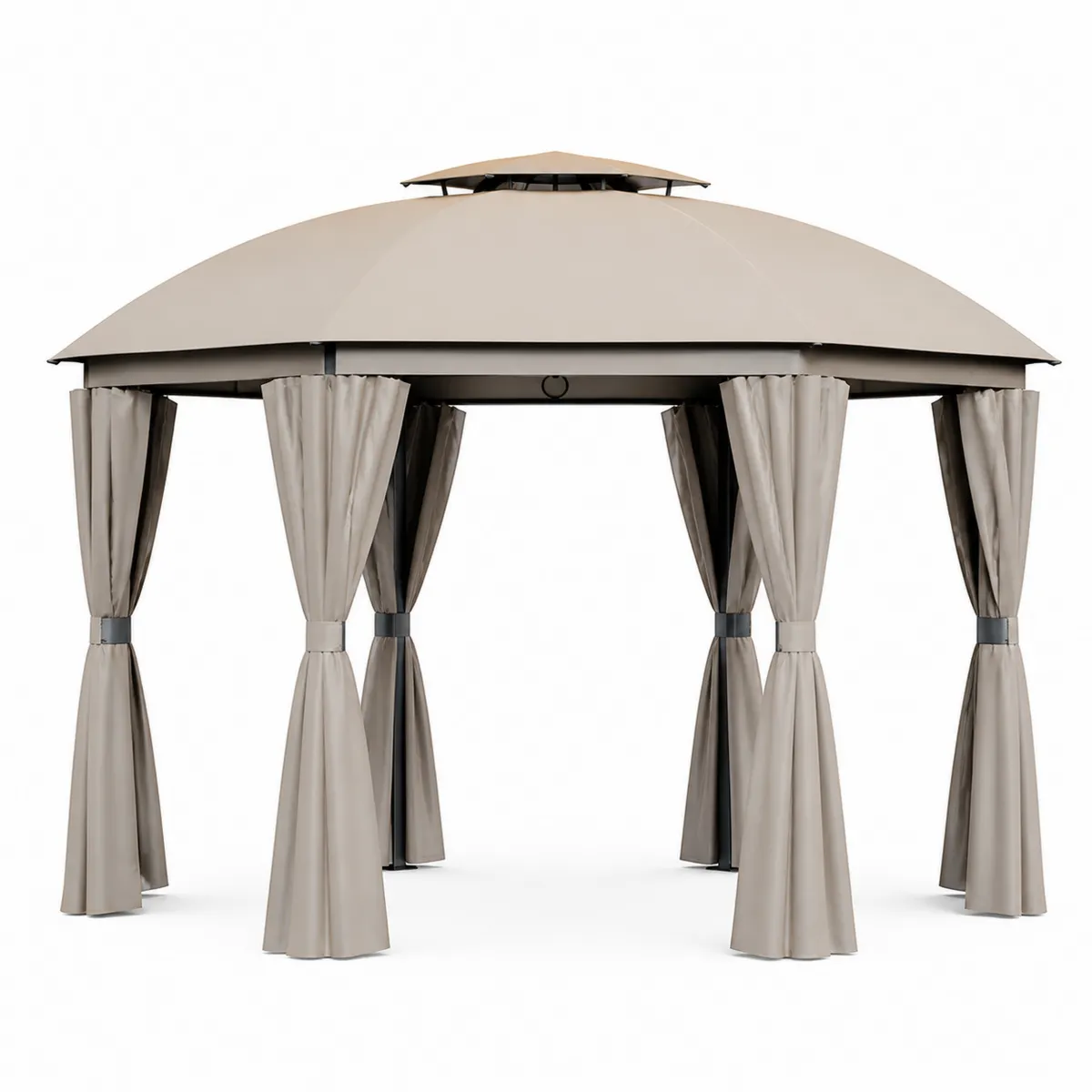 Gazebo da Giardino in Acciaio e Poliestere Beige 300x300 cm