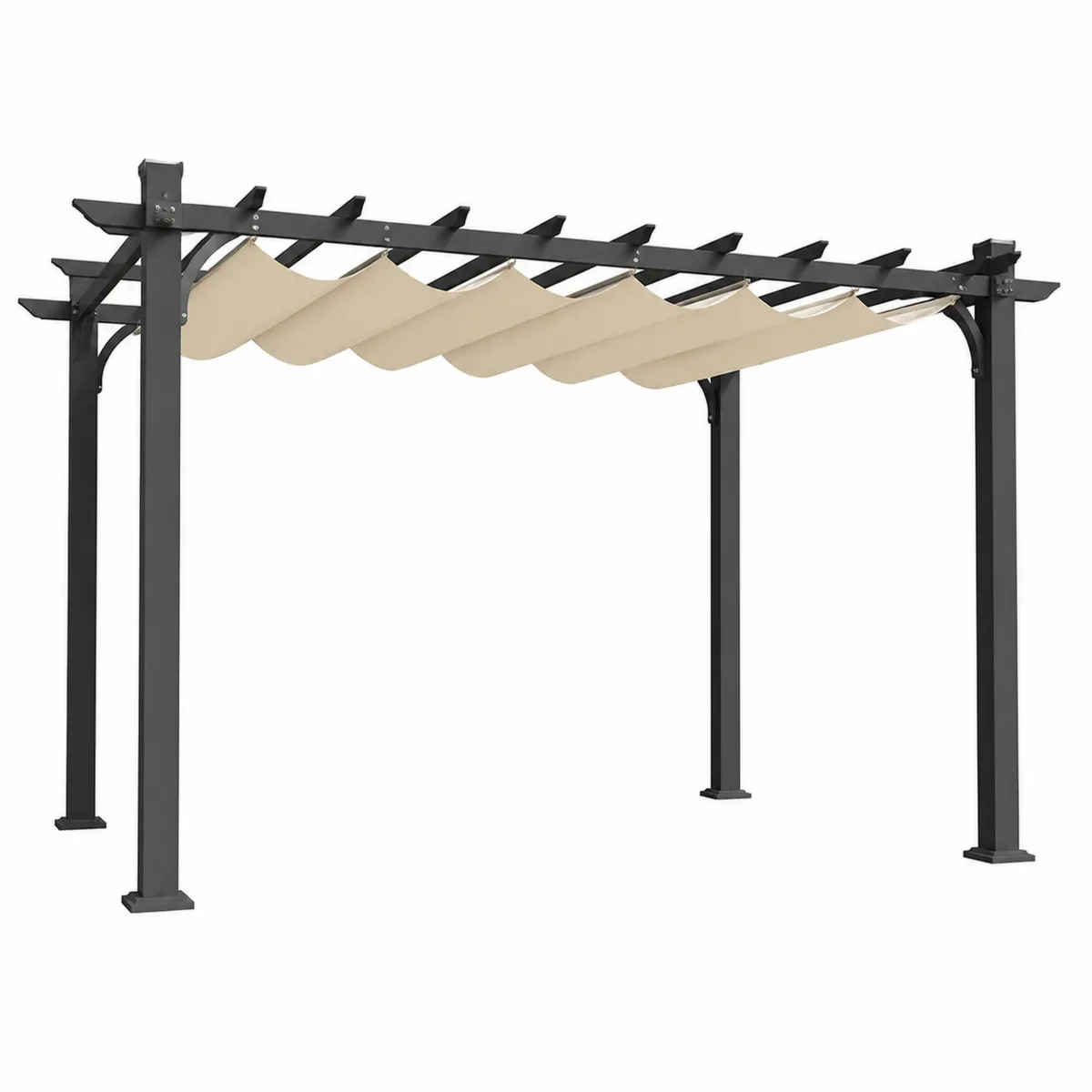 Pergola in Alluminio con Telo in Poliestere Beige 300x400 cm