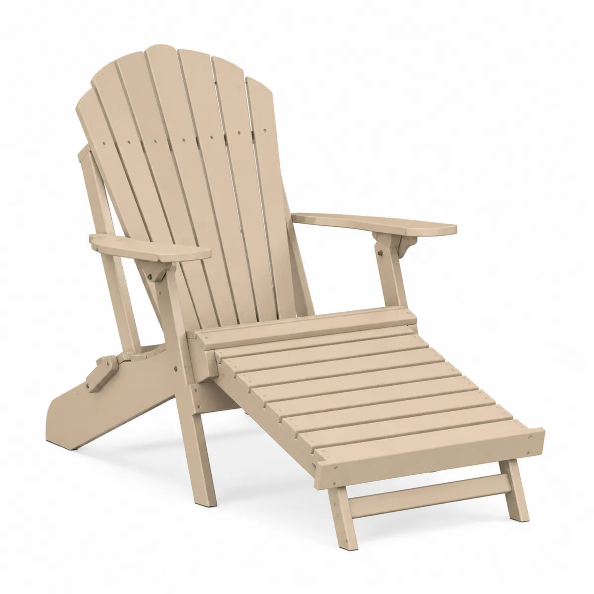 Sedia Adirondack in Plastica con Poggiapiedi Beige