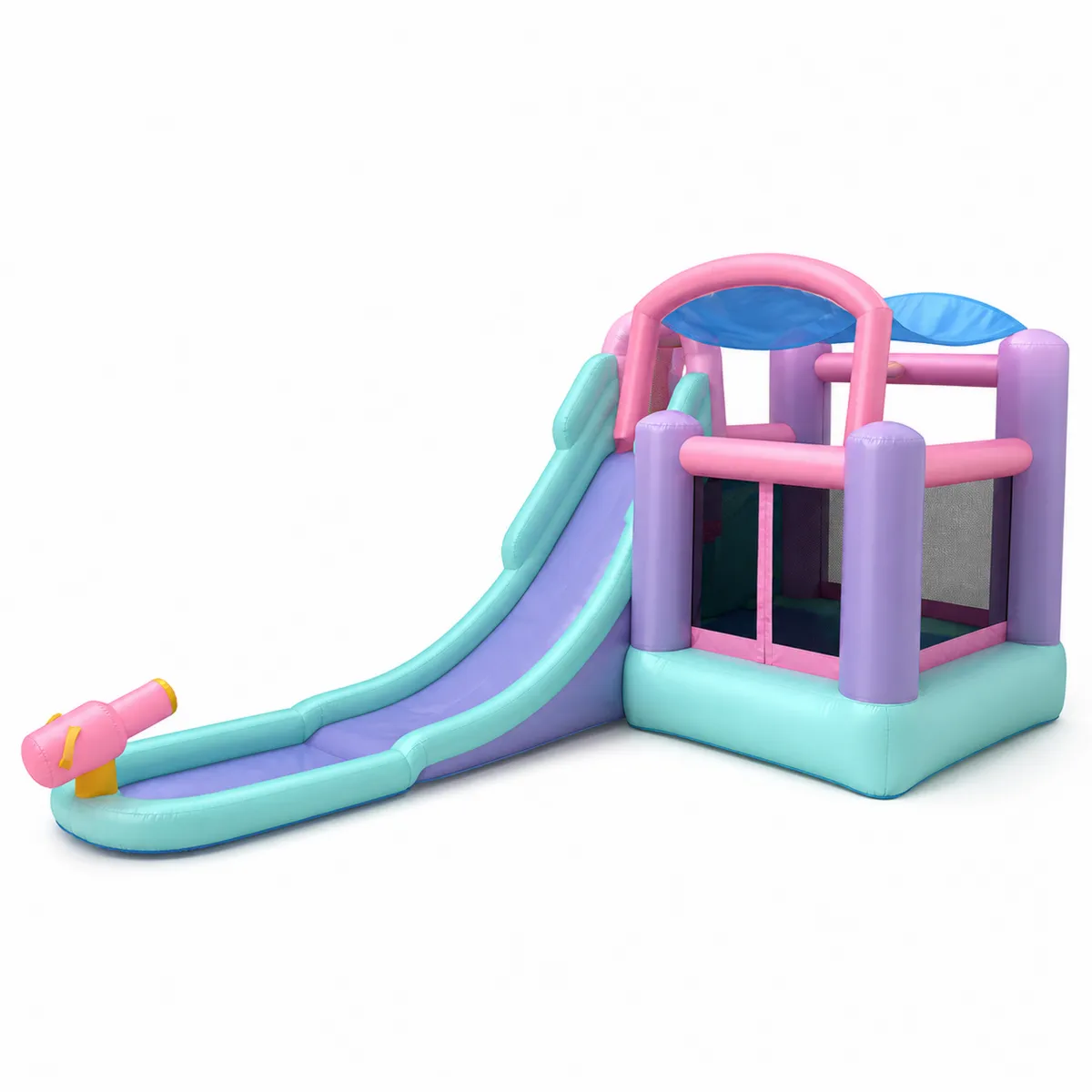 Parco Giochi Gonfiabile con Scivolo e Cannone Acqua in PVC Multicolore