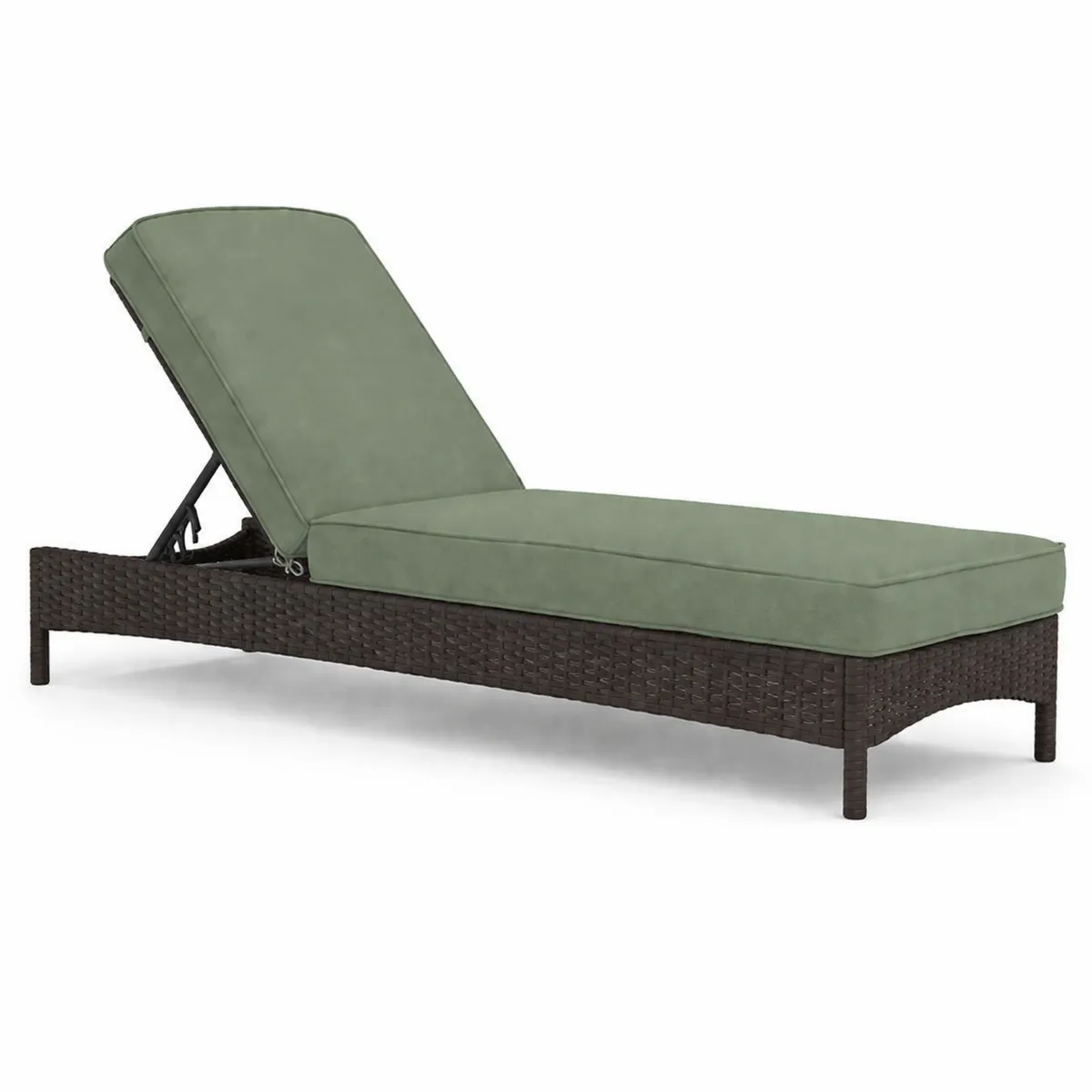 Lettino prendisole in rattan con cuscini verde