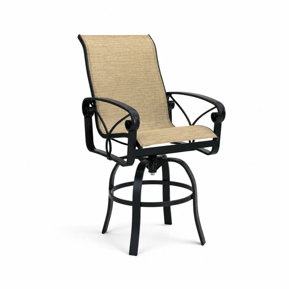 Sedia da esterno girevole in metallo con tessuto beige