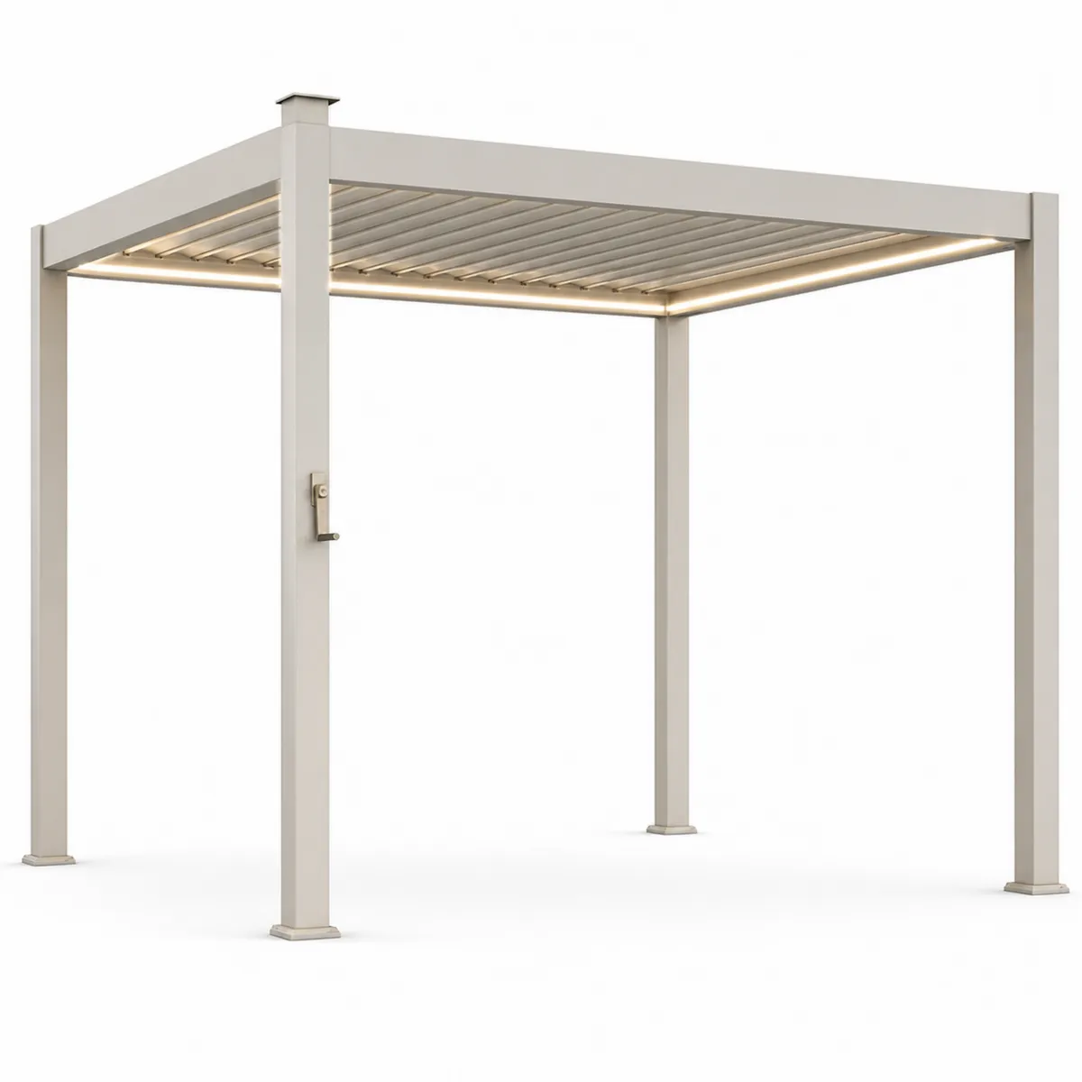 Pergola rettangolare in metallo con tetto a lamelle regolabili 300x300 cm Beige