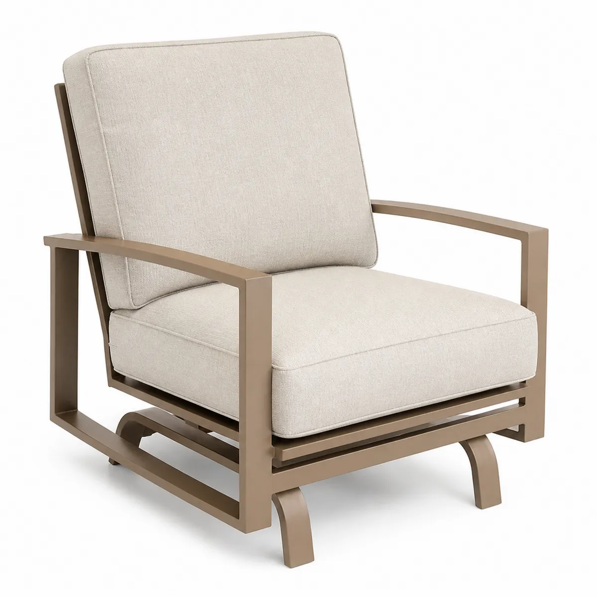 Poltrona in Metallo con Cuscini in Poliestere Beige
