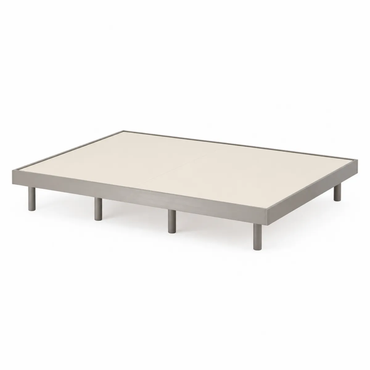 Struttura letto piatta in acciaio inox e pannelli di legno 200x160 cm Argento/Avorio