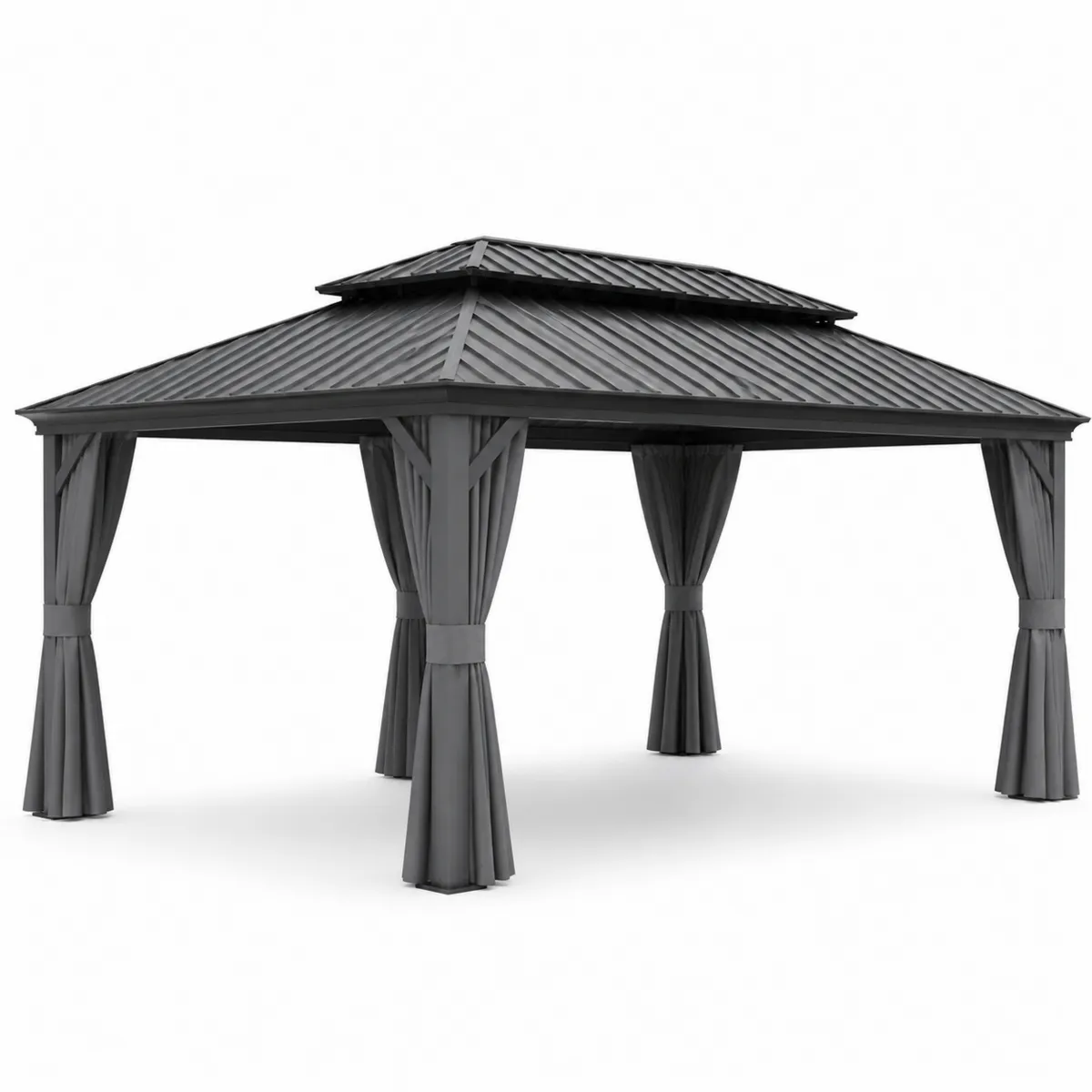 Gazebo da Giardino in Alluminio con Tetto in Acciaio Grigio 300x400 cm