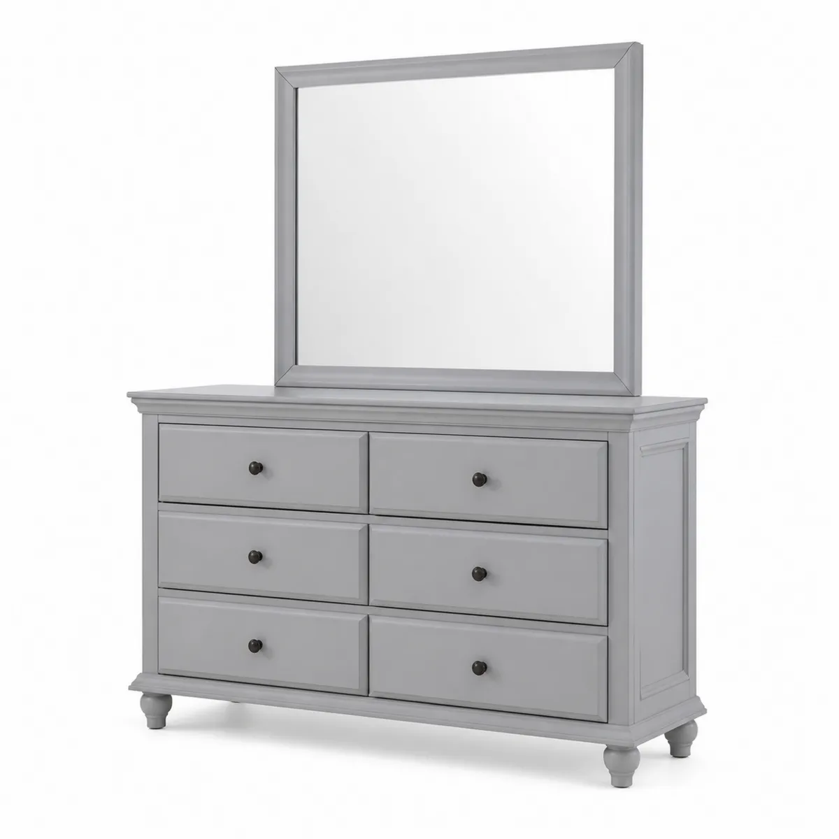 Cassettiera in legno con specchio e 6 cassetti Grigio