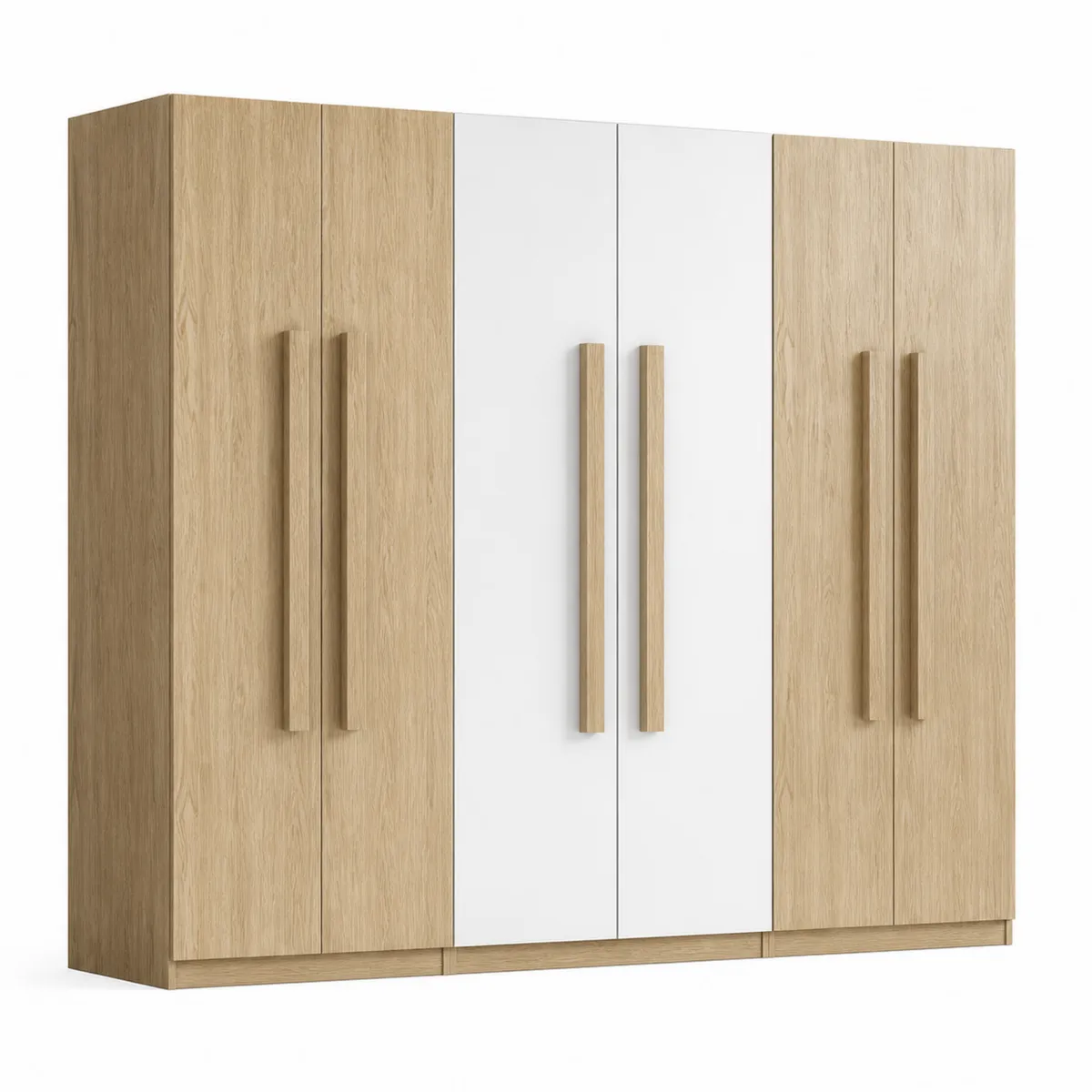 Armadio a 6 ante in legno e bianco