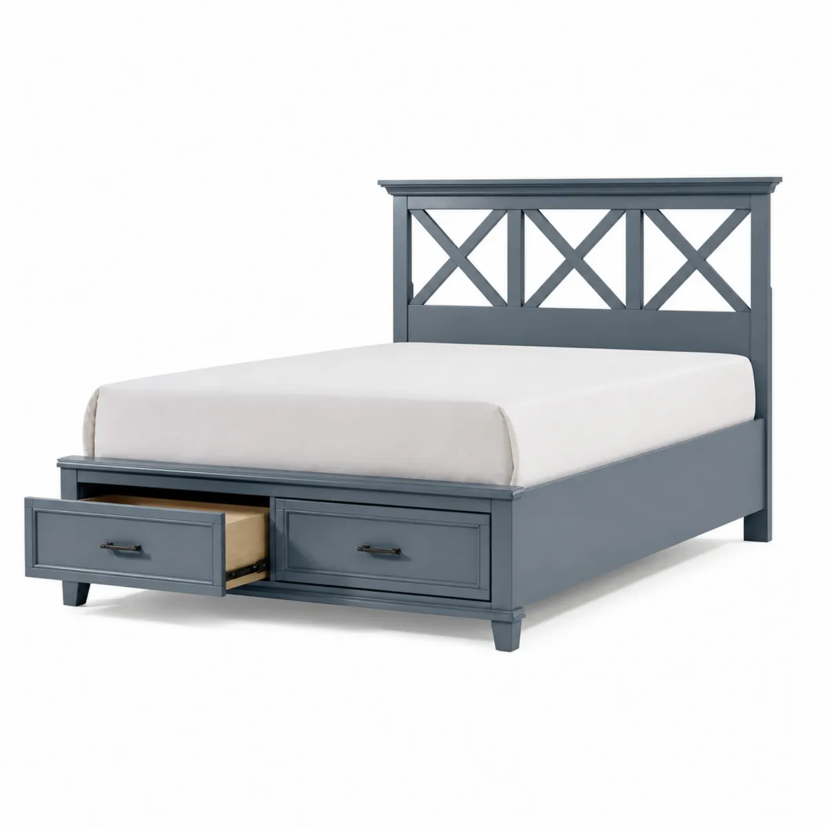 Letto in legno con cassetti 200x160 cm Grigio