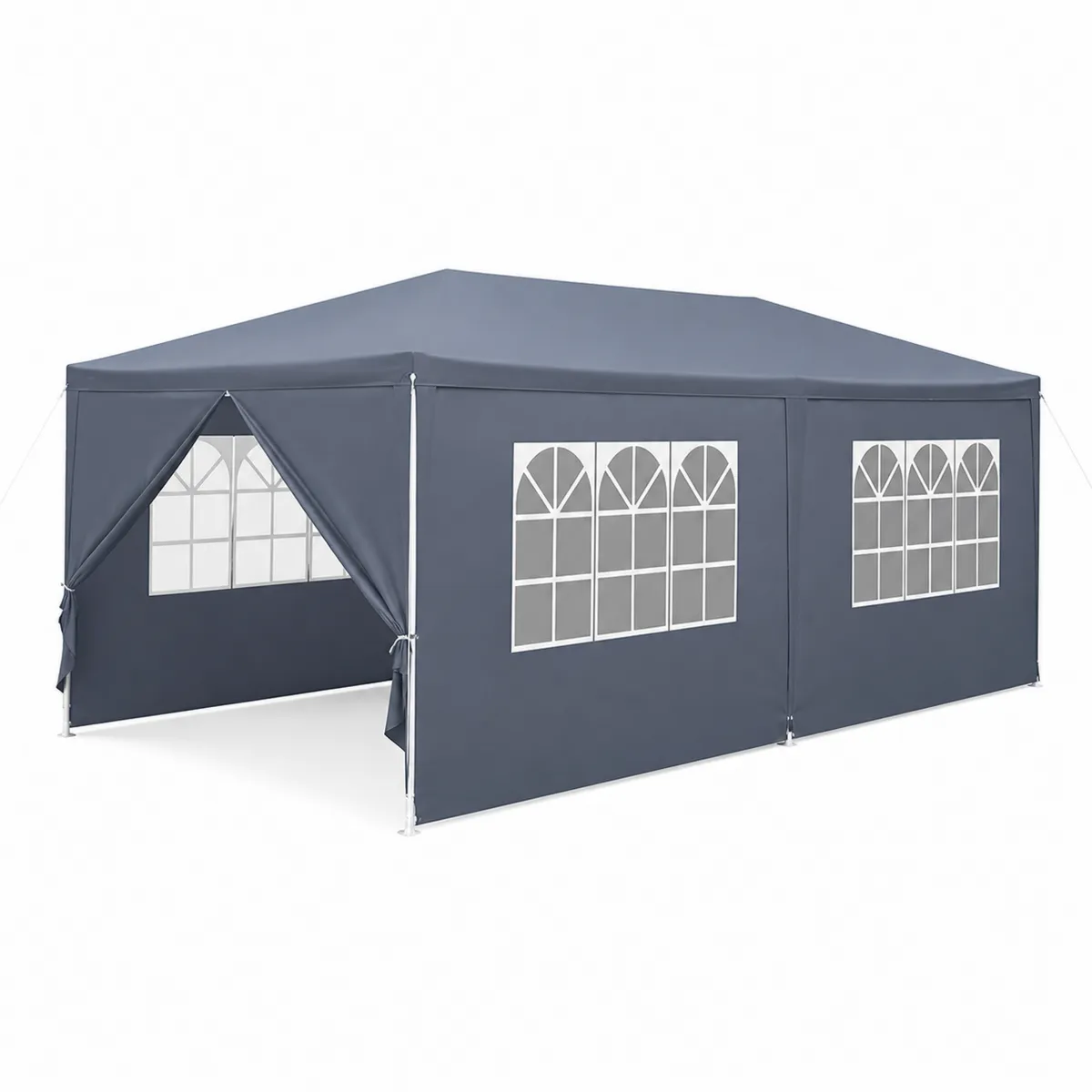 Gazebo Rettangolare in Acciaio e Poliestere Grigio 3x6m