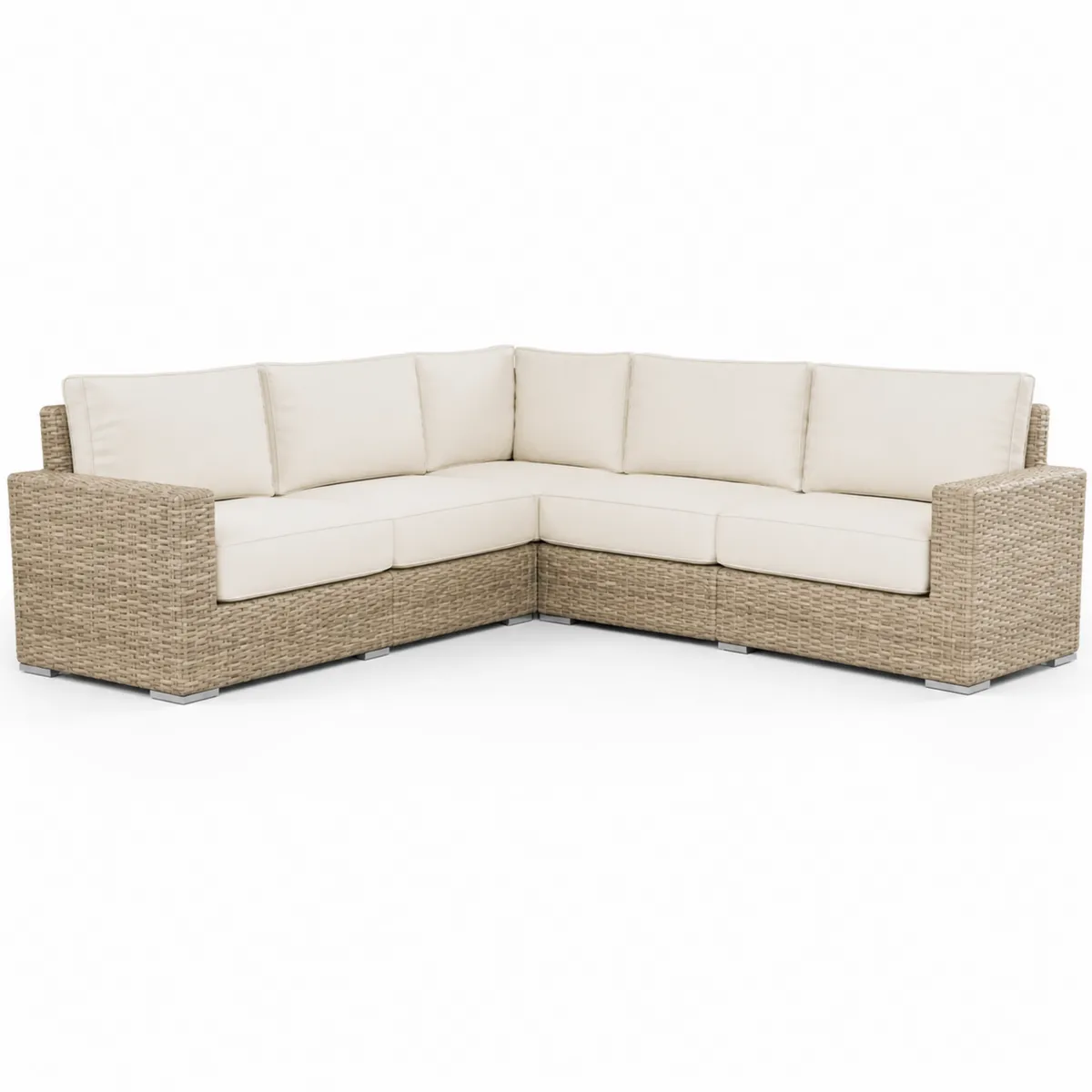 Divano angolare in rattan sintetico con cuscini in poliestere
