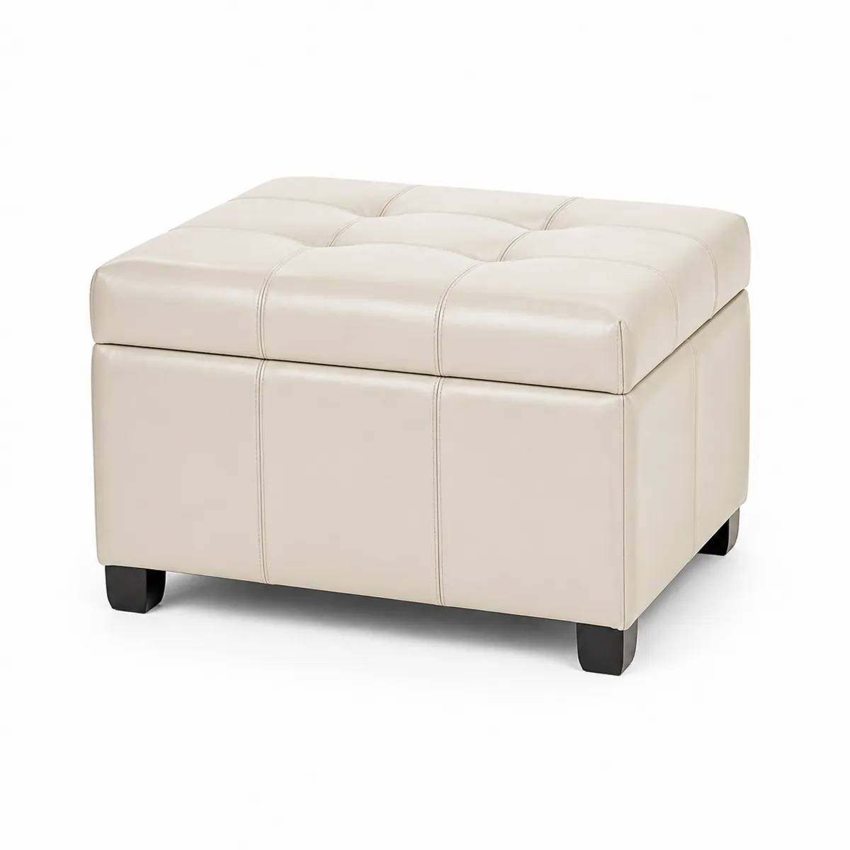 Poggiapiedi Contenitore in Ecopelle Beige 80x45x40 cm
