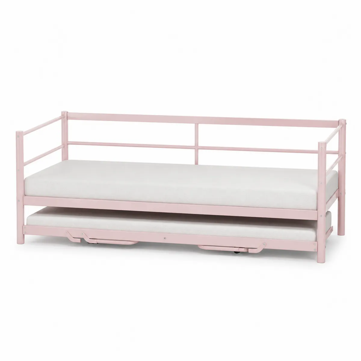 Divano letto a 2 livelli in metallo rosa con materassi