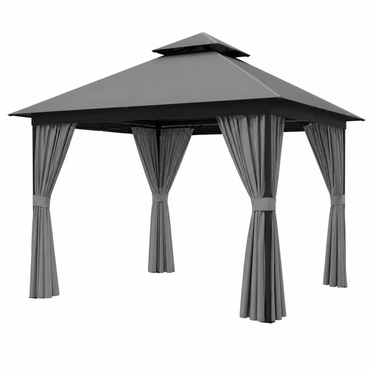 Gazebo da Giardino in Alluminio e Poliestere 3x4m Grigio