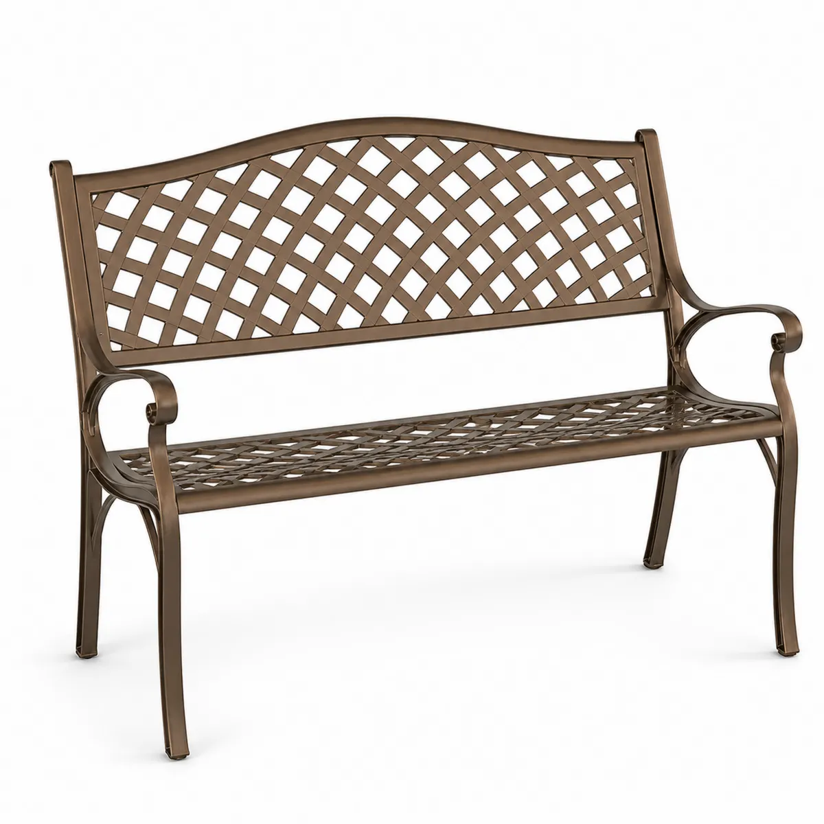 Panchina da Giardino in Alluminio Marrone 122cm
