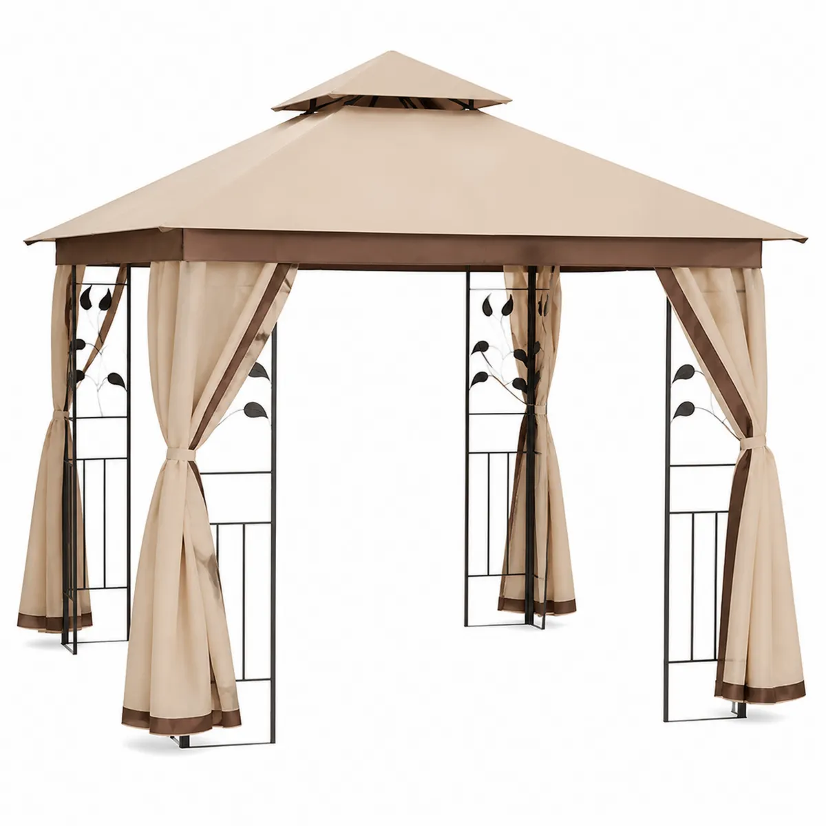 Gazebo da Giardino 300x300x270 cm Metallo Poliestere Beige
